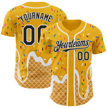 Charger l'image dans la galerie, Custom Gold Black-White Ice Cream Waffle Foodie Dessert Authentic Baseball Jersey
