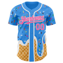 Charger l'image dans la galerie, Custom Electric Blue Pink-White Ice Cream Waffle Foodie Dessert Authentic Baseball Jersey
