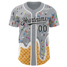 Charger l'image dans la galerie, Custom Gray Black-White Ice Cream Waffle Foodie Dessert Authentic Baseball Jersey

