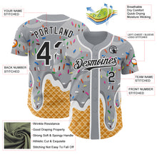 Charger l'image dans la galerie, Custom Gray Black-White Ice Cream Waffle Foodie Dessert Authentic Baseball Jersey

