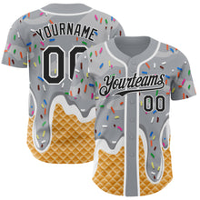 Charger l'image dans la galerie, Custom Gray Black-White Ice Cream Waffle Foodie Dessert Authentic Baseball Jersey

