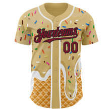 Charger l'image dans la galerie, Custom Sand Crimson Black-White Ice Cream Waffle Foodie Dessert Authentic Baseball Jersey

