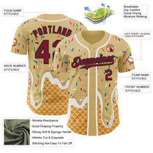 Charger l'image dans la galerie, Custom Sand Crimson Black-White Ice Cream Waffle Foodie Dessert Authentic Baseball Jersey
