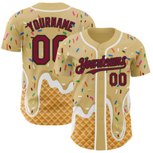 Charger l'image dans la galerie, Custom Sand Crimson Black-White Ice Cream Waffle Foodie Dessert Authentic Baseball Jersey
