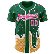 Charger l'image dans la galerie, Custom Kelly Green Pink-White Ice Cream Waffle Foodie Dessert Authentic Baseball Jersey
