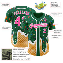 Charger l'image dans la galerie, Custom Kelly Green Pink-White Ice Cream Waffle Foodie Dessert Authentic Baseball Jersey
