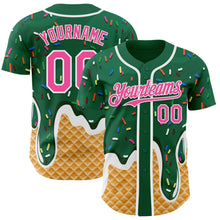 Charger l'image dans la galerie, Custom Kelly Green Pink-White Ice Cream Waffle Foodie Dessert Authentic Baseball Jersey
