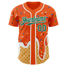 Charger l'image dans la galerie, Custom Orange Kelly Green-White Ice Cream Waffle Foodie Dessert Authentic Baseball Jersey

