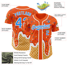 Charger l'image dans la galerie, Custom Orange Electric Blue-White Ice Cream Waffle Foodie Dessert Authentic Baseball Jersey

