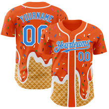 Charger l'image dans la galerie, Custom Orange Electric Blue-White Ice Cream Waffle Foodie Dessert Authentic Baseball Jersey
