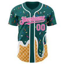 Charger l'image dans la galerie, Custom Teal Pink-White Ice Cream Waffle Foodie Dessert Authentic Baseball Jersey
