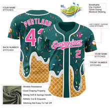 Charger l'image dans la galerie, Custom Teal Pink-White Ice Cream Waffle Foodie Dessert Authentic Baseball Jersey
