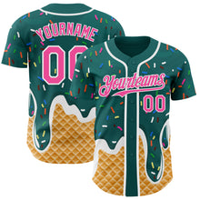 Charger l'image dans la galerie, Custom Teal Pink-White Ice Cream Waffle Foodie Dessert Authentic Baseball Jersey
