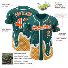 Charger l'image dans la galerie, Custom Teal Orange-White Ice Cream Waffle Foodie Dessert Authentic Baseball Jersey
