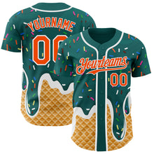 Charger l'image dans la galerie, Custom Teal Orange-White Ice Cream Waffle Foodie Dessert Authentic Baseball Jersey
