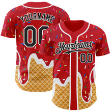 Charger l'image dans la galerie, Custom Red Black-White Ice Cream Waffle Foodie Dessert Authentic Baseball Jersey
