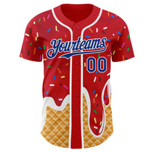Charger l'image dans la galerie, Custom Red Royal-White Ice Cream Waffle Foodie Dessert Authentic Baseball Jersey
