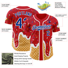Charger l'image dans la galerie, Custom Red Royal-White Ice Cream Waffle Foodie Dessert Authentic Baseball Jersey
