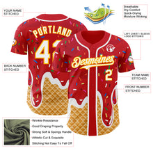 Charger l'image dans la galerie, Custom Red White-Gold Ice Cream Waffle Foodie Dessert Authentic Baseball Jersey

