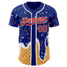 Charger l'image dans la galerie, Custom Royal Red-White Ice Cream Waffle Foodie Dessert Authentic Baseball Jersey
