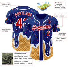 Charger l'image dans la galerie, Custom Royal Red-White Ice Cream Waffle Foodie Dessert Authentic Baseball Jersey
