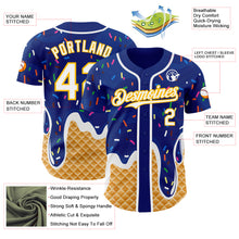 Charger l'image dans la galerie, Custom Royal White-Gold Ice Cream Waffle Foodie Dessert Authentic Baseball Jersey
