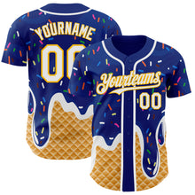 Charger l'image dans la galerie, Custom Royal White-Gold Ice Cream Waffle Foodie Dessert Authentic Baseball Jersey

