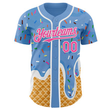 Charger l'image dans la galerie, Custom Light Blue Pink-White Ice Cream Waffle Foodie Dessert Authentic Baseball Jersey
