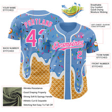 Charger l'image dans la galerie, Custom Light Blue Pink-White Ice Cream Waffle Foodie Dessert Authentic Baseball Jersey
