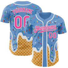 Charger l'image dans la galerie, Custom Light Blue Pink-White Ice Cream Waffle Foodie Dessert Authentic Baseball Jersey
