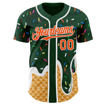 Custom Green Orange-White Ice Cream Waffle Foodie Dessert Authentic Baseball Jersey