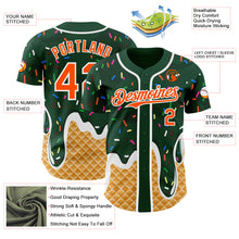 Charger l'image dans la galerie, Custom Green Orange-White Ice Cream Waffle Foodie Dessert Authentic Baseball Jersey
