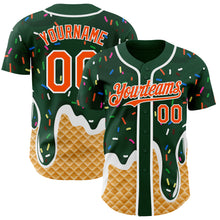 Charger l'image dans la galerie, Custom Green Orange-White Ice Cream Waffle Foodie Dessert Authentic Baseball Jersey
