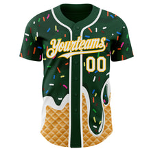 Charger l'image dans la galerie, Custom Green White-Gold Ice Cream Waffle Foodie Dessert Authentic Baseball Jersey
