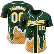Charger l'image dans la galerie, Custom Green White-Gold Ice Cream Waffle Foodie Dessert Authentic Baseball Jersey

