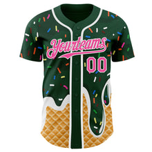 Charger l'image dans la galerie, Custom Green Pink-White Ice Cream Waffle Foodie Dessert Authentic Baseball Jersey
