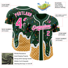 Charger l'image dans la galerie, Custom Green Pink-White Ice Cream Waffle Foodie Dessert Authentic Baseball Jersey
