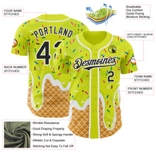 Charger l'image dans la galerie, Custom Neon Yellow Black-White Ice Cream Waffle Foodie Dessert Authentic Baseball Jersey
