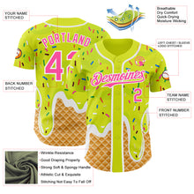 Charger l'image dans la galerie, Custom Neon Yellow Pink-White Ice Cream Waffle Foodie Dessert Authentic Baseball Jersey
