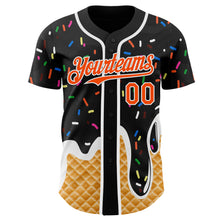 Charger l'image dans la galerie, Custom Black Orange-White Ice Cream Waffle Foodie Dessert Authentic Baseball Jersey
