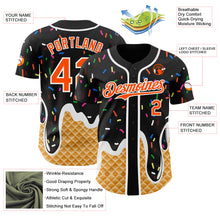 Charger l'image dans la galerie, Custom Black Orange-White Ice Cream Waffle Foodie Dessert Authentic Baseball Jersey
