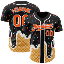 Charger l'image dans la galerie, Custom Black Orange-White Ice Cream Waffle Foodie Dessert Authentic Baseball Jersey
