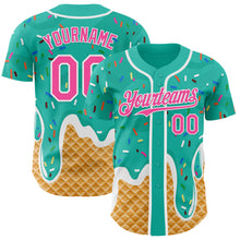 Charger l'image dans la galerie, Custom Aqua Pink-White Ice Cream Waffle Foodie Dessert Authentic Baseball Jersey
