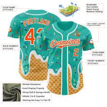 Charger l'image dans la galerie, Custom Aqua Orange-White Ice Cream Waffle Foodie Dessert Authentic Baseball Jersey
