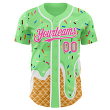 Charger l'image dans la galerie, Custom Pea Green Pink-White Ice Cream Waffle Foodie Dessert Authentic Baseball Jersey
