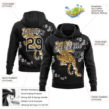 Load image into Gallery viewer, Custom Stitched Black White 3D Pattern Design Tiger And Daisy Sports Pullover Sweatshirt Hoodie

