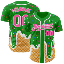 Charger l'image dans la galerie, Custom Grass Green Pink-White Ice Cream Waffle Foodie Dessert Authentic Baseball Jersey
