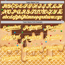Laden Sie das Bild in den Galerie-Viewer, Custom Brown White-Gold Ice Cream Waffle Foodie Dessert Authentic Baseball Jersey
