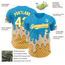 Load image into Gallery viewer, Custom Sky Blue White Cream-Gold Ice Cream Waffle Foodie Dessert Authentic Baseball Jersey
