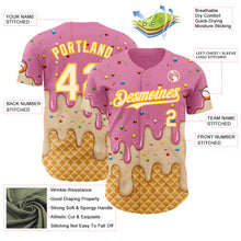 Load image into Gallery viewer, Custom Light Pink White-Gold Ice Cream Waffle Foodie Dessert Authentic Baseball Jersey
